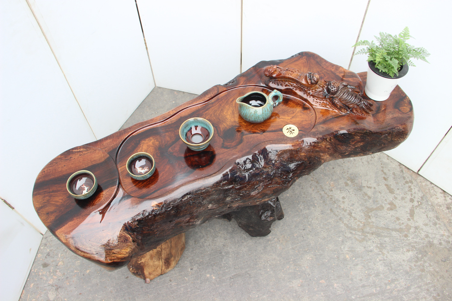 鸡翅木根雕茶几 原木树桩雕刻茶桌实木树头茶海功夫茶艺 树根茶台