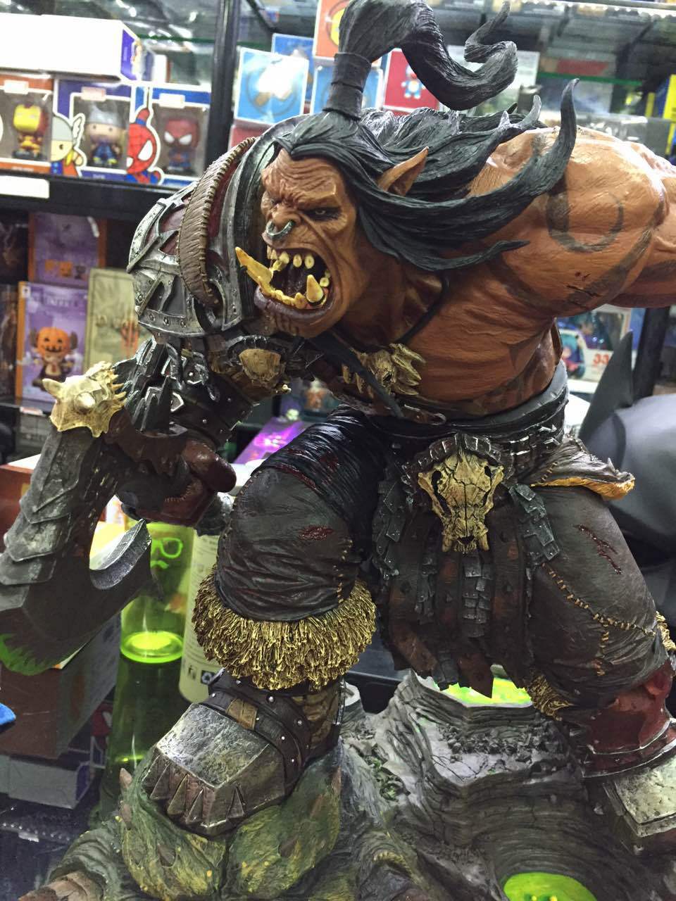 暴雪wow魔兽世界 1/4地狱咆哮雕像 德拉诺之王格罗玛什 树脂手办