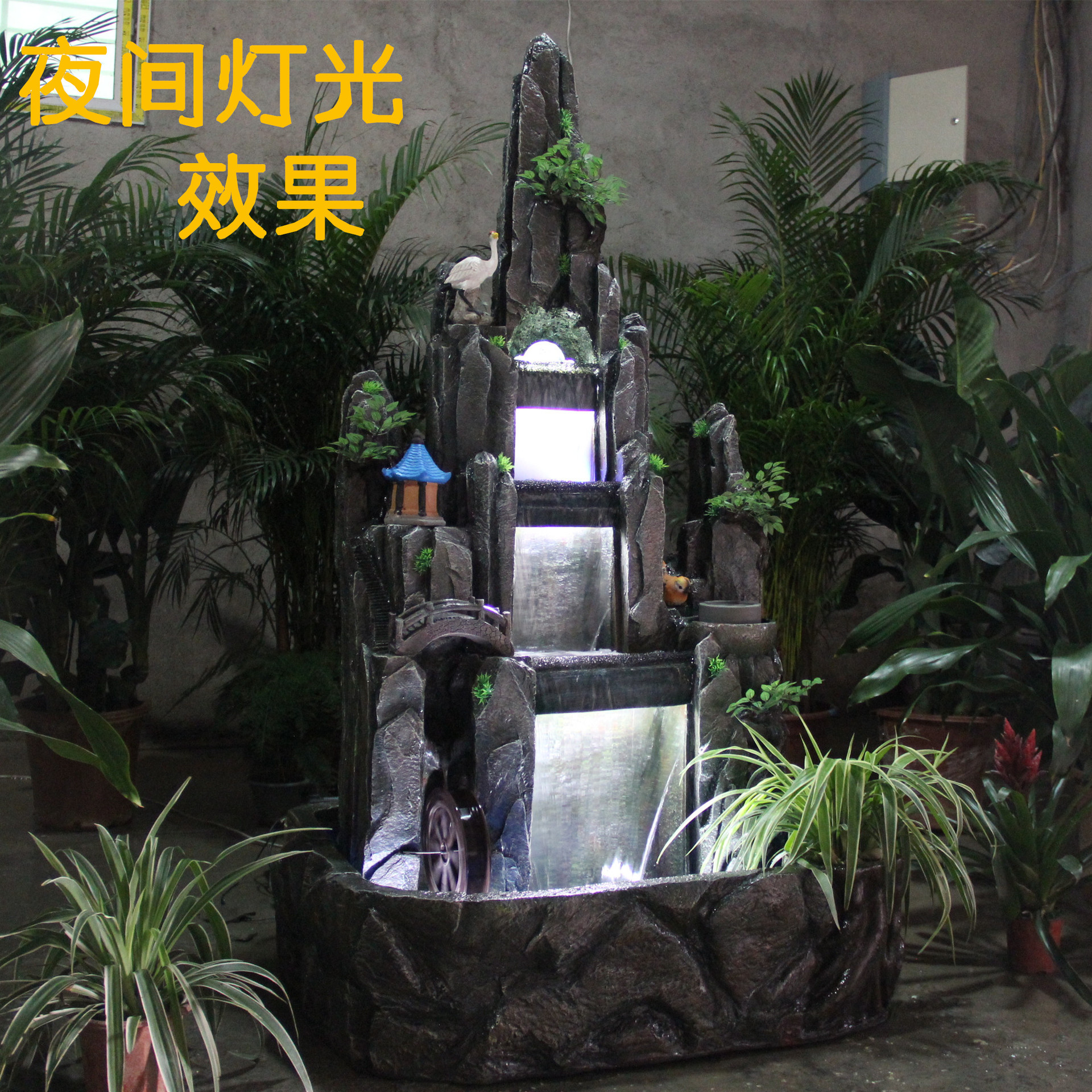 大型假山瀑布流水喷泉鱼池户外室内山水盆景别墅阳台客厅摆件