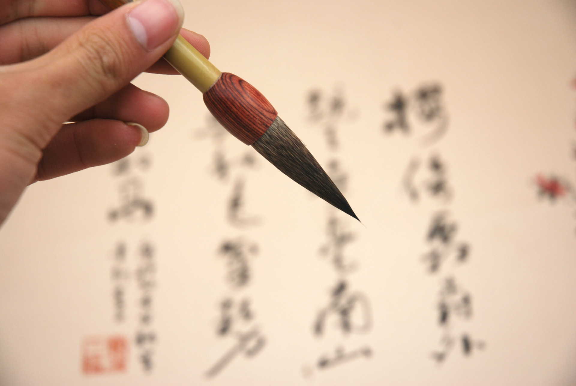 厂家批发陈氏笔庄毛笔 鼠须狼毫毛笔 学生毛笔 狸猫书画高档毛笔