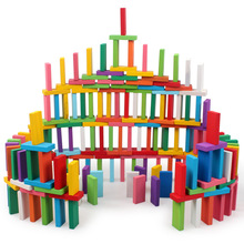 积木 多米诺骨牌彩色100片儿童比赛标准成人科教早教木制玩具批发