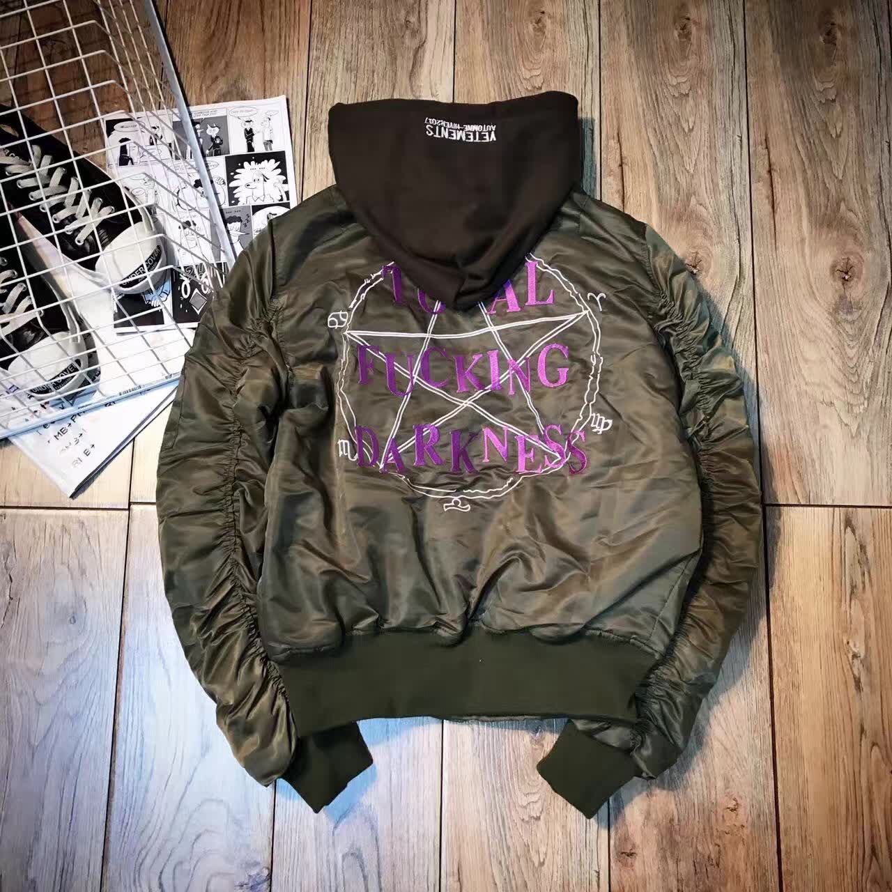 秋冬潮牌吴亦凡同款棉衣男女vetements字母刺绣夹克oversize外套