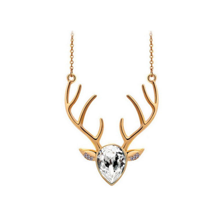 时尚麋鹿项链 水晶鹿角项链 女士颈链百搭锁骨链厂家批发