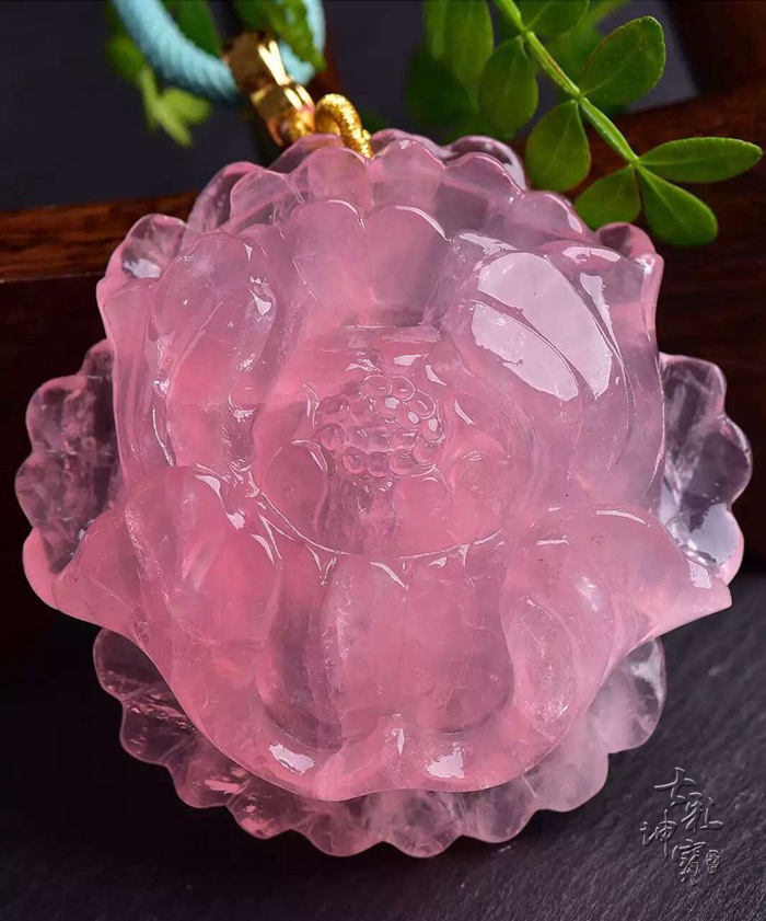 天然莫桑比克粉晶牡丹花吊坠超粉嫩水晶牡丹花挂坠