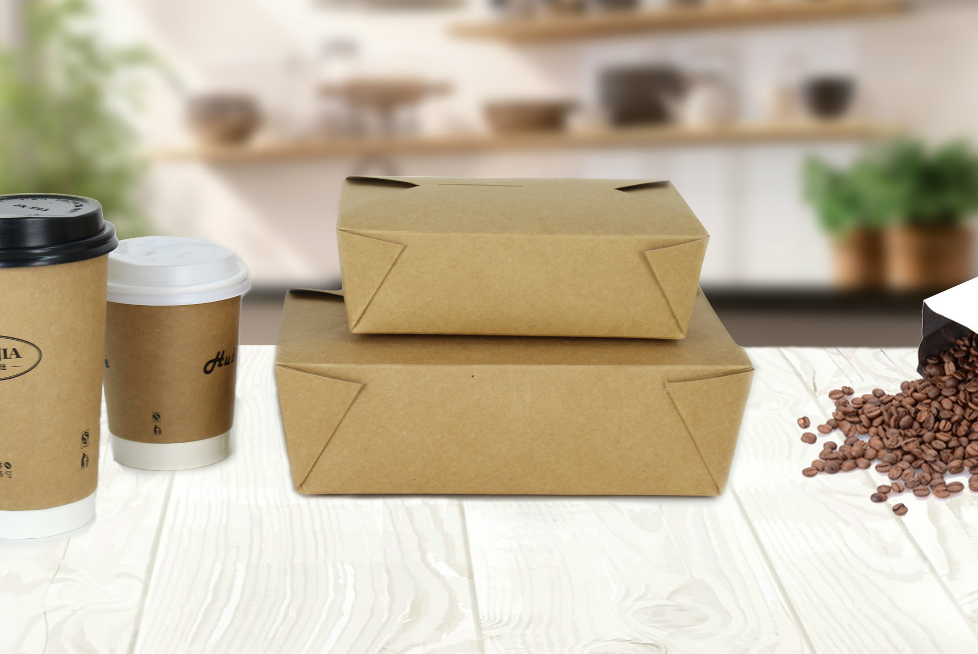 环保牛皮纸快餐盒一次性饭盒外卖打包盒便当盒食品包装盒定做批发