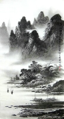 写意山水国画 字画批发 客厅装饰画 曾耀明三尺竖幅山水画11-3382