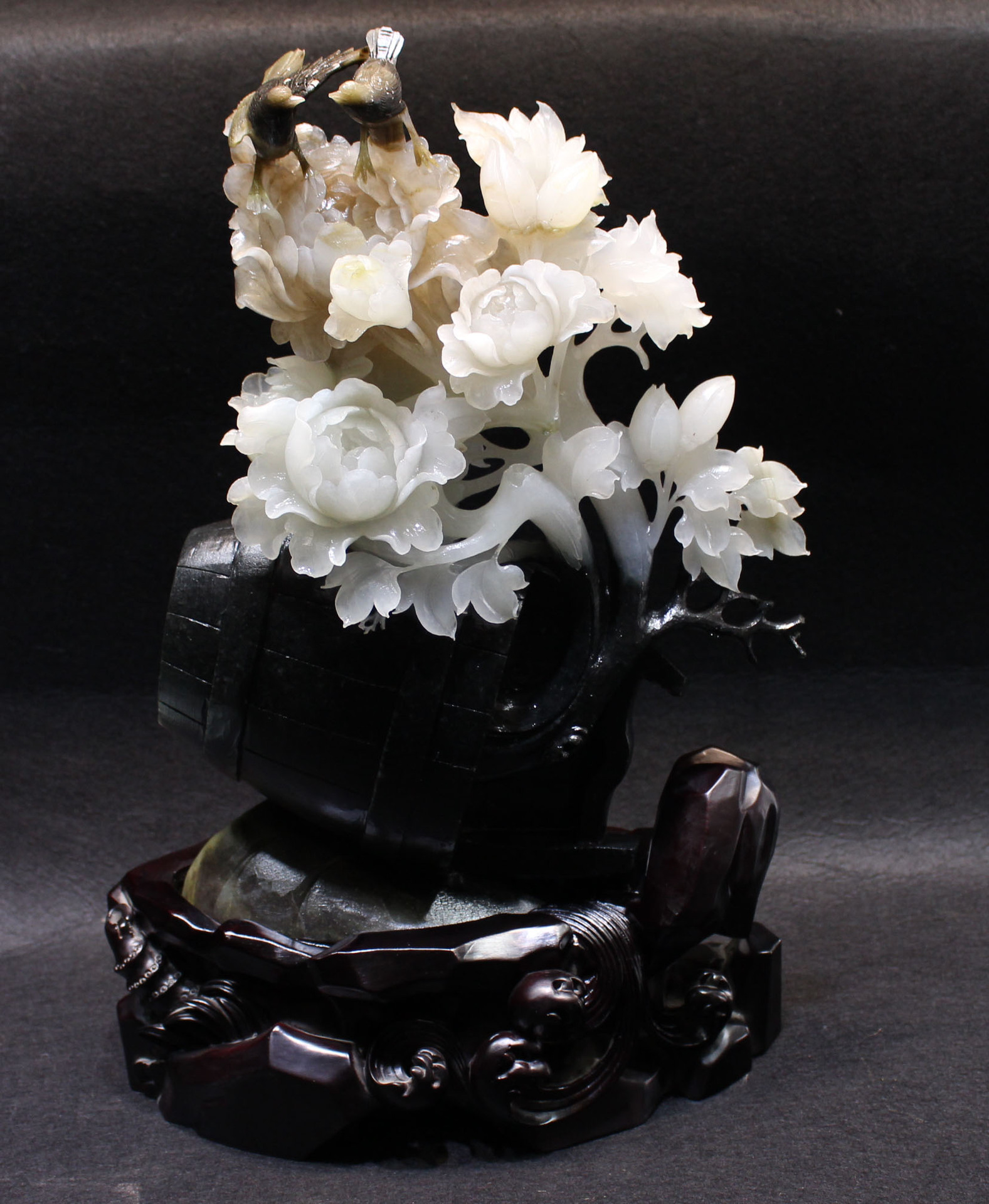 钱龙玉苑 天然独山玉 花鸟 玉雕摆件 送礼佳品 玉器工艺品