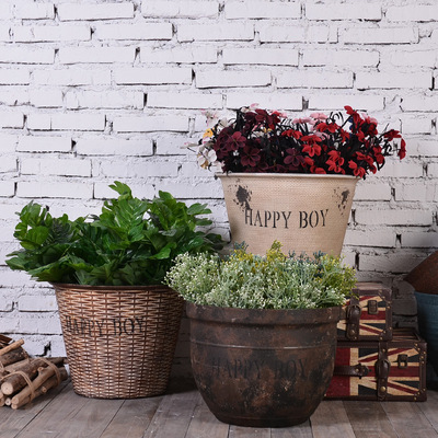 创意塑料花盆阳台摆件多肉盆栽园艺奶茶店花店寿司甜品店装饰摆设