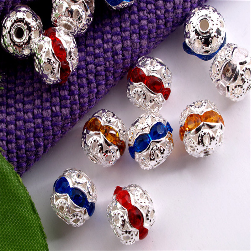 项链手链手工diy金属配件 球形镶钻饰品