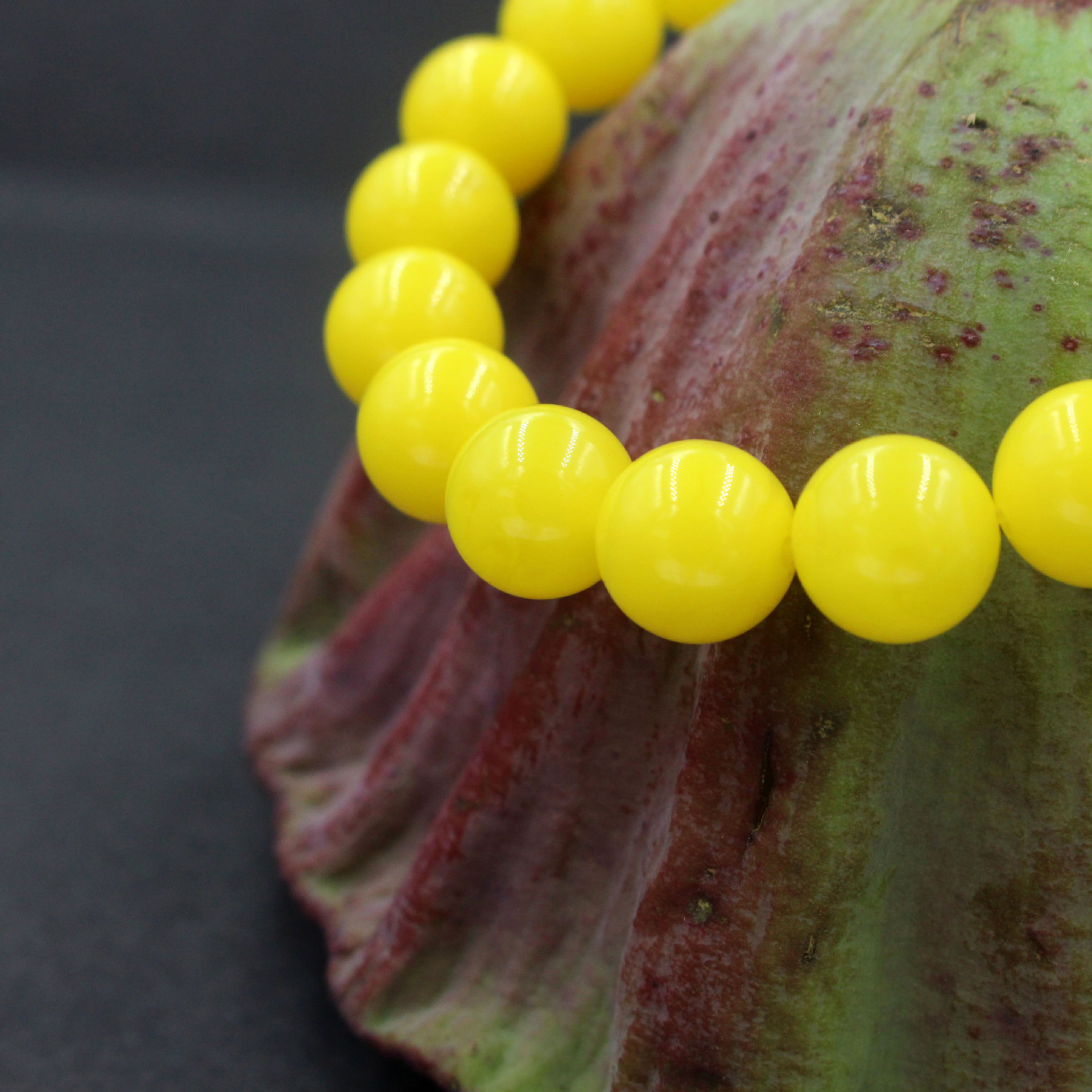 波罗的海人工合成老蜜蜡桶珠 男士款鸡油黄荧光浮水琥珀佛珠手串