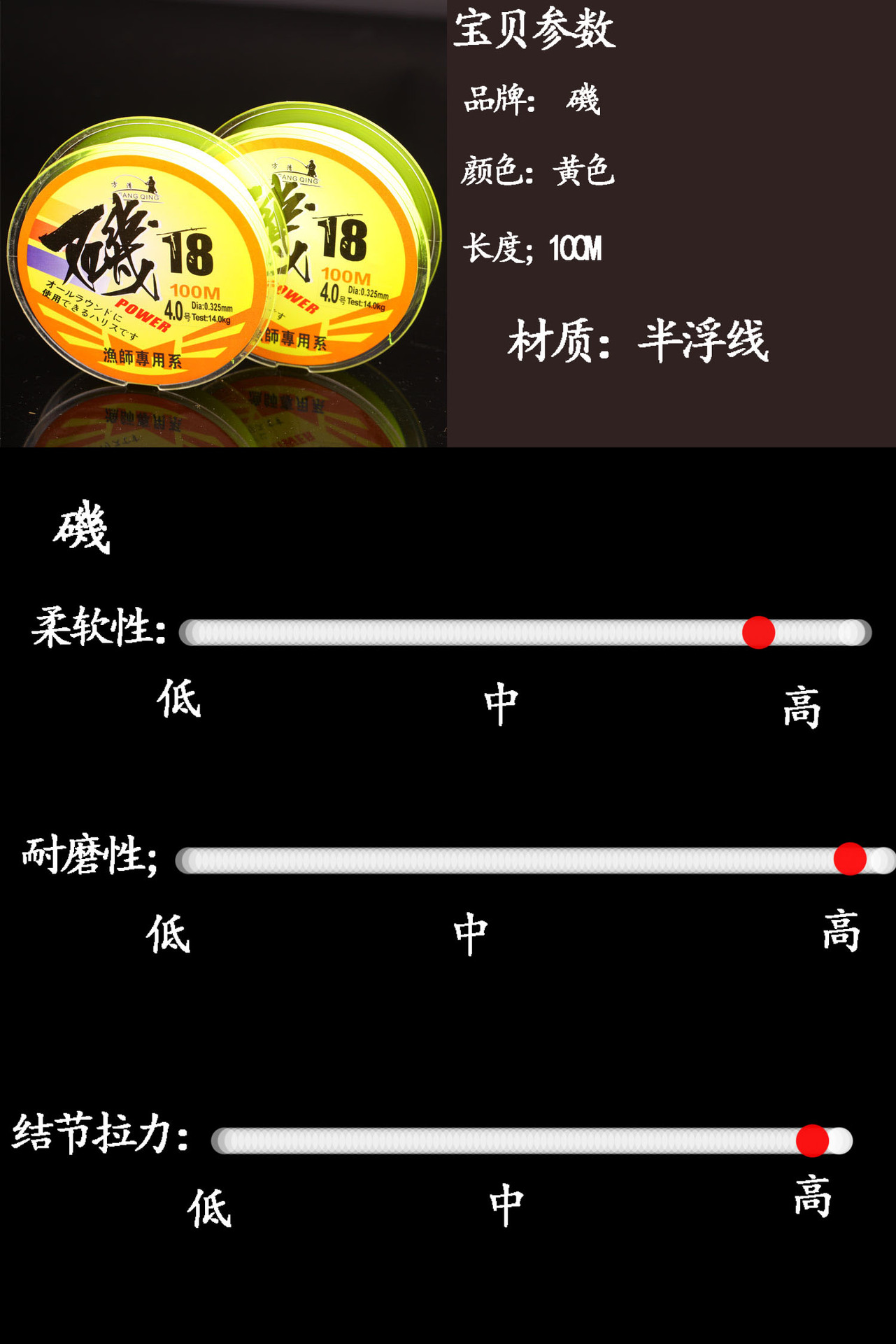 鱼线日本原丝100米矶钓主子线半浮水耐磨抛竿路亚海竿