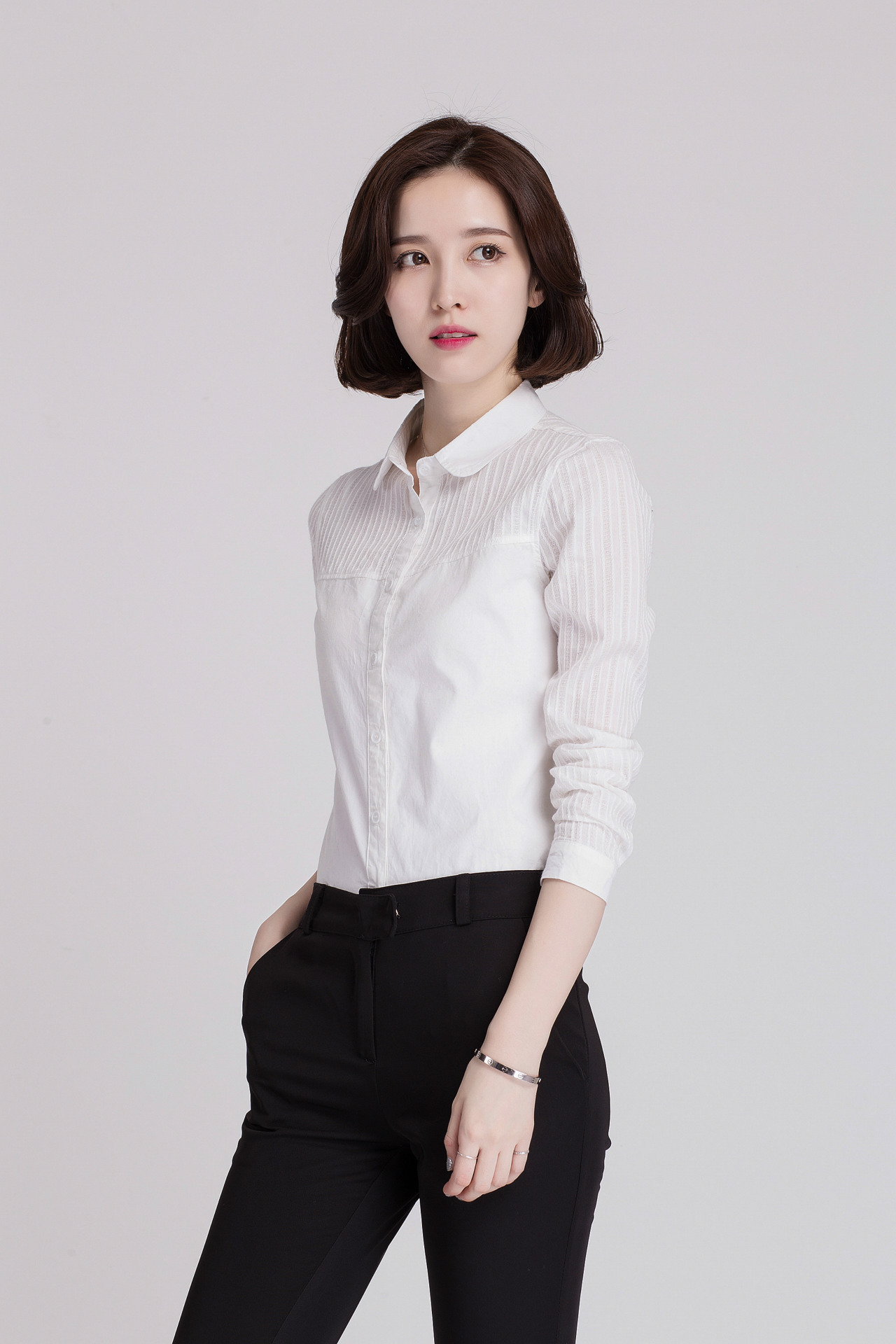 2016春夏新款女装衬衫长袖ol通勤白衬衫纯棉拼接职业衬衫批发厂家