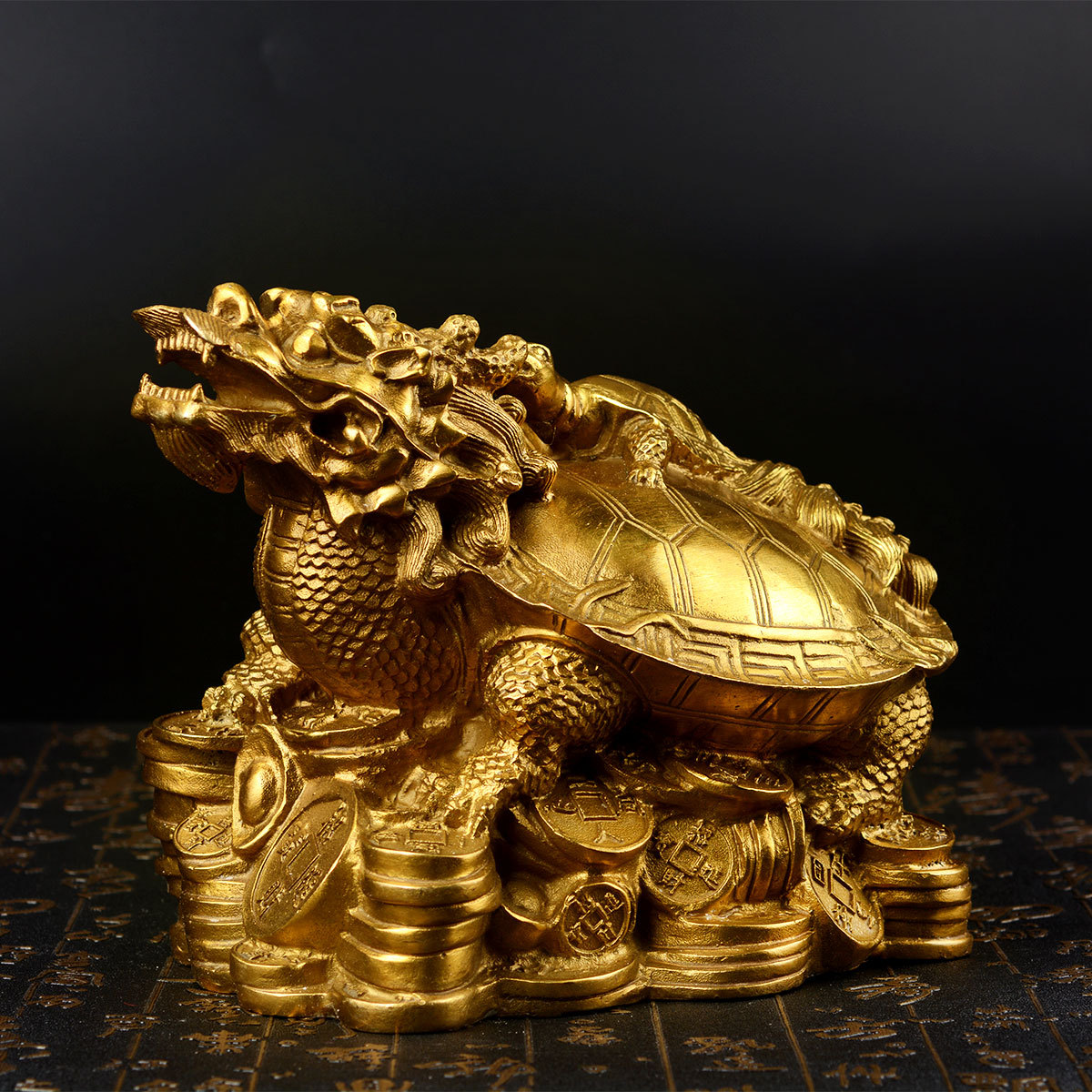 铜龙龟摆件 母子龙龟兽 办公室客厅龙头龟摆设礼品批发