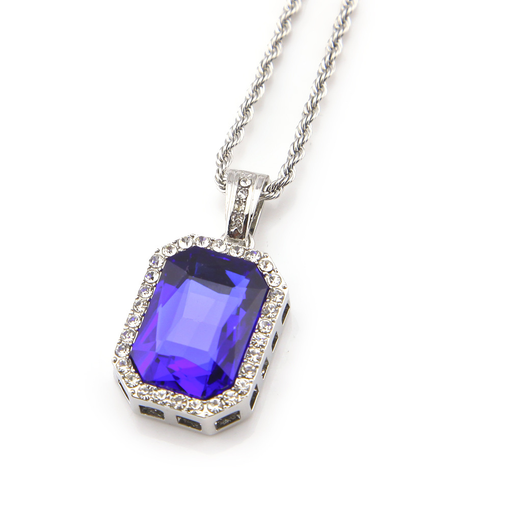 5*2.5红宝石欧美hiphop男式项链热卖