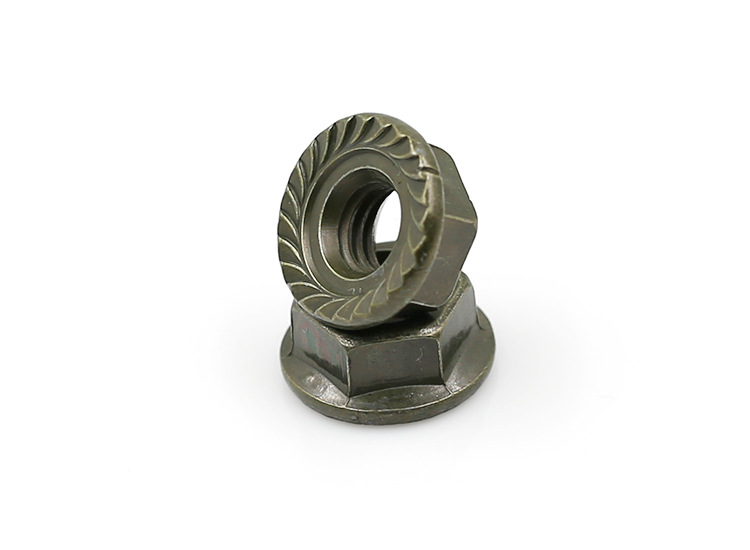 军绿色全金属六角法兰自锁螺母 高防松法兰螺母 螺钉厂家直销