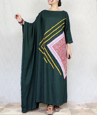 定制款 原创老绣超大袍子 不规则拼接手工老绣大袍 女巫袍子