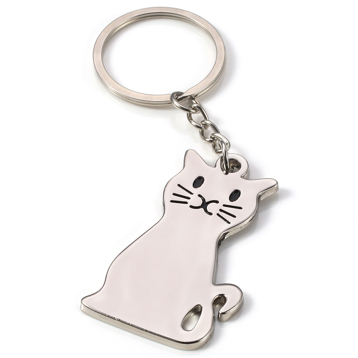 精品批发金属猫钥匙扣 光面猫钥匙扣 宠物猫咪钥匙扣 可定制logo
