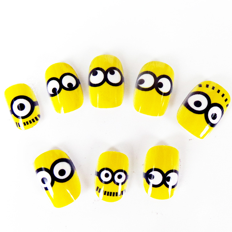 可爱卡通图案指甲贴片 时尚个性儿童假指甲 可贴合背胶假指甲片