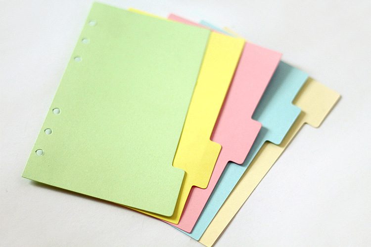 厂家a5a6a7彩色索引页分类页 活页本子隔页纸 手账分页纸标准6孔
