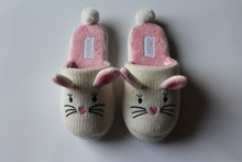 新款卡通小兔拖鞋家居儿童棉拖鞋编织毛线拖鞋 冬季厂家 供应