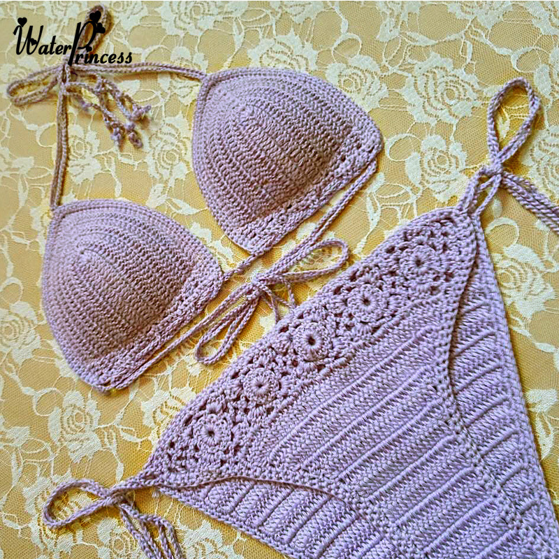 速卖通2016新款手工钩针镂空比基尼套装 沙滩泳衣批发女 - 纺织材料