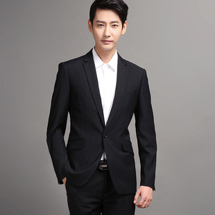 秋冬新款单扣上班商务男式西服套装职业白领修身男西装套装男定制