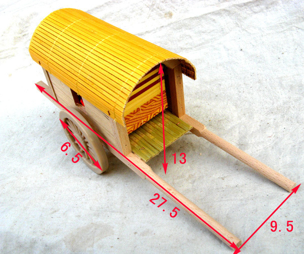 60615 马拉带篷长蓬车家庭装饰品批发 木制微型仿古代马车模型