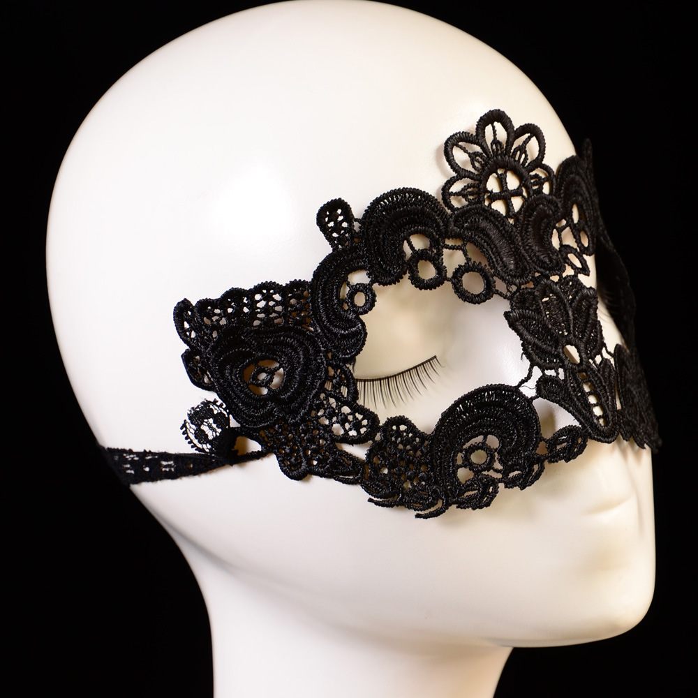 万圣节外贸面具 厂家直销 牵牛花面具 针织镂空 情趣舞会面具