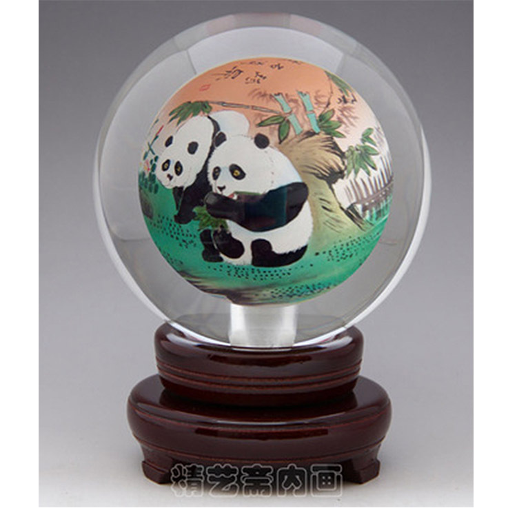 水晶球 人造 水晶内画熊猫礼品