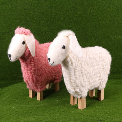 手工羊毛毡家居摆件 创意摄影道具工艺品 圣诞大号羊摆件厂家定制