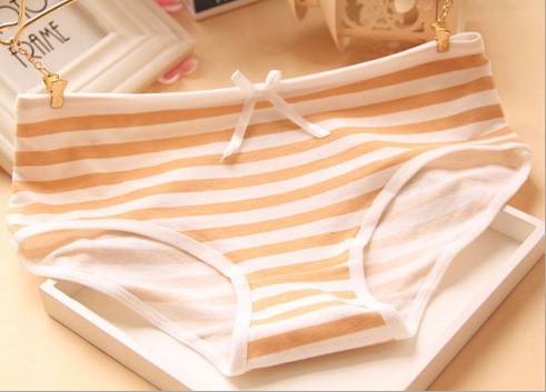 小清新条纹控海军风蝴蝶结可爱女式内裤学生女士全棉短内裤女批发