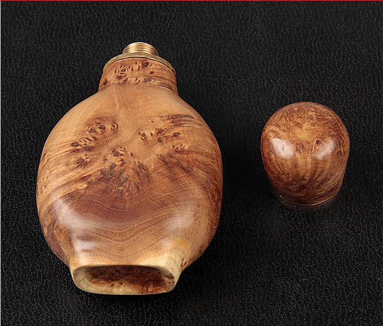 douyun鼻烟壶麻梨疙瘩满花小叶鼠李木工艺品鼻烟瓶民族风手把件