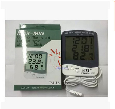 High-Precision Household Large Screen Temperature Moisture Meter Ta218a Digital Display Thermometer with Clock