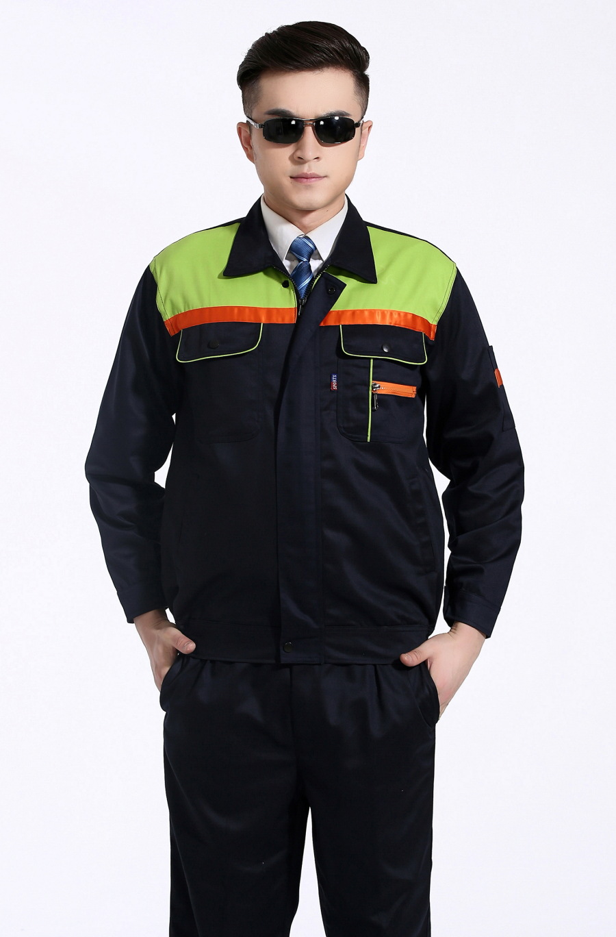 耐磨耐穿 秋冬长袖工程服 酒店工作服定做 物业水电劳保制服套装