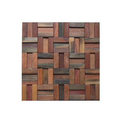 船木拼图装饰酒吧饭店会所实木定制做旧墙板装饰材料马赛克背景墙