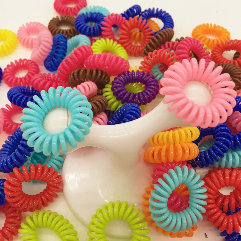 韩版小号电话线塑料发圈 高弹力发圈头绳发饰糖果色发圈批发