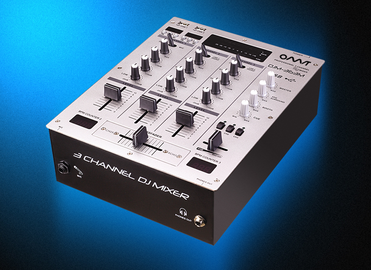 厂家直销欧蒙特专业dj调音台数字混音器k歌演出3路混响djm-363m