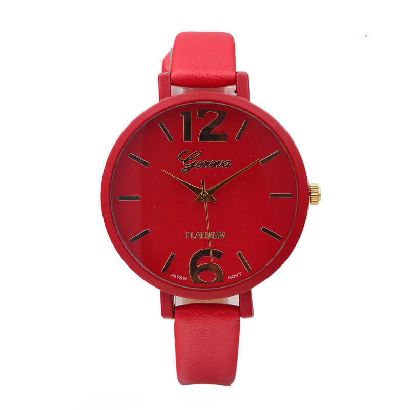 欧美流行风个性复古时尚女士细表带皮带表 日内瓦大表盘时装表