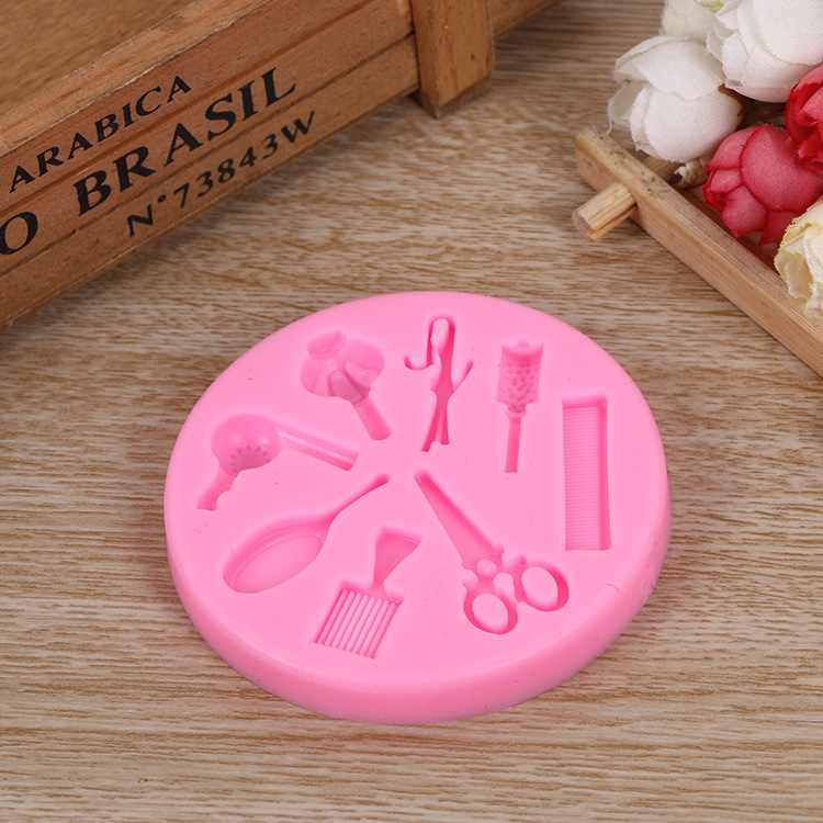 新款手工皂模具 洗剪吹工具梳子剪刀吹风机蛋糕模具 硅胶蛋糕模具