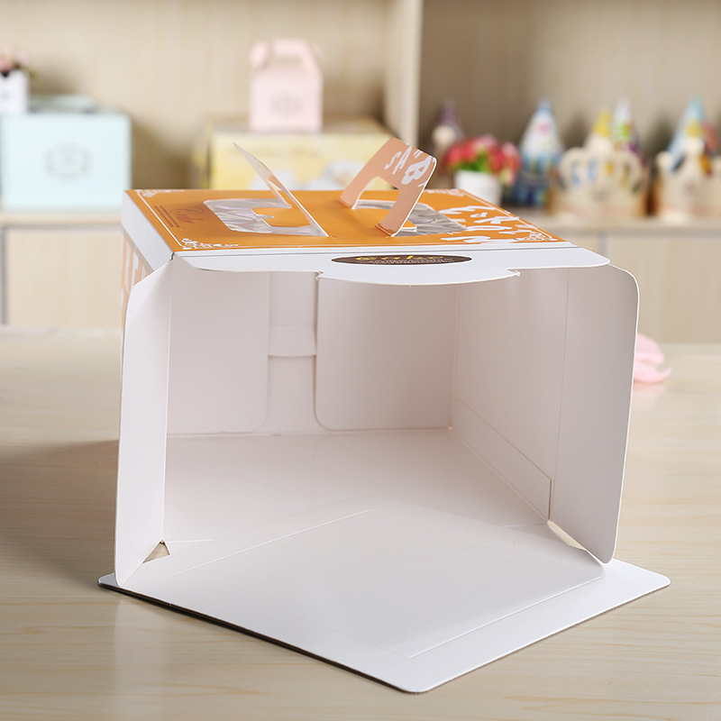 现货8寸蛋糕盒定制可折叠手提蛋糕盒可印logo蛋糕包装