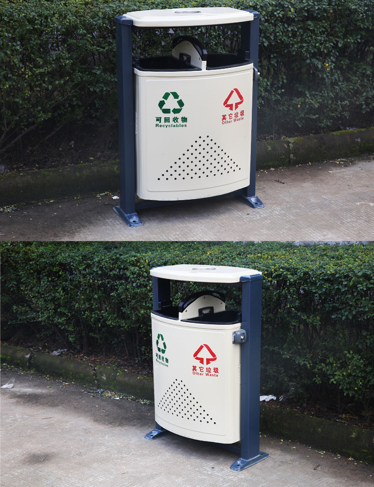 批发户外翻转式环卫垃圾桶 圆形分类垃圾桶双桶 果皮箱