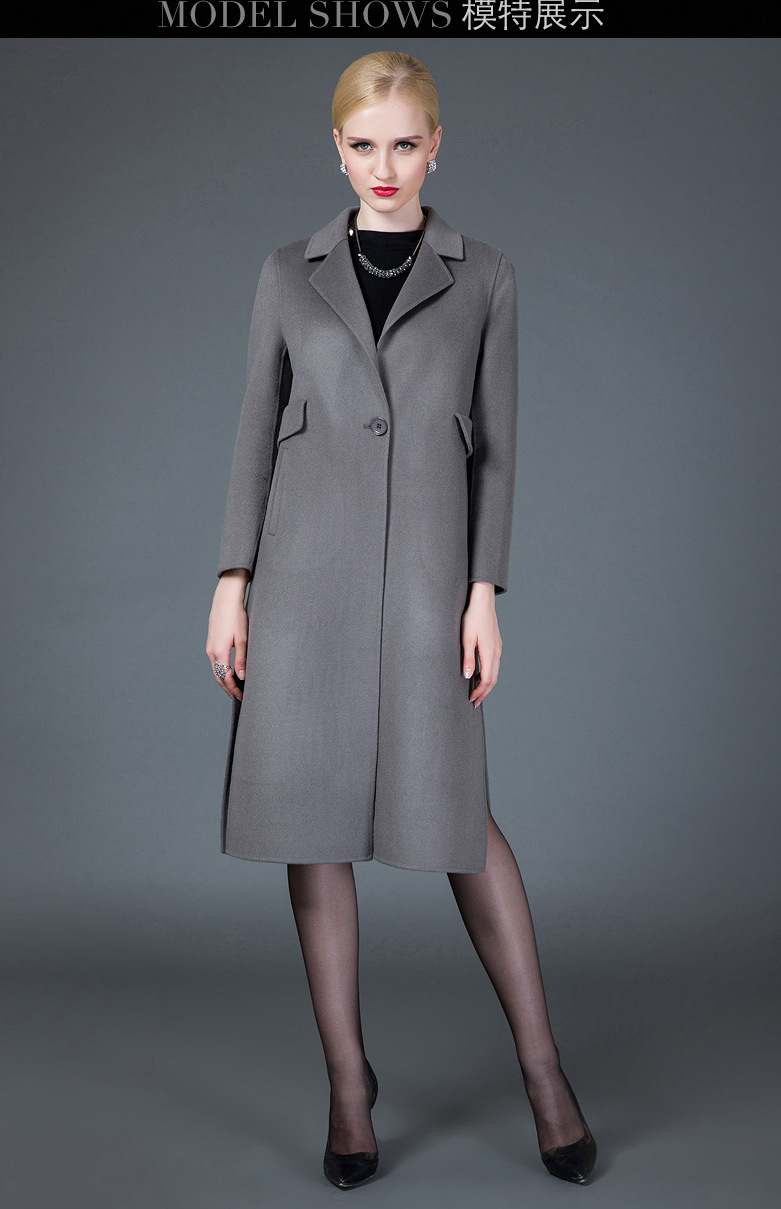厂家直销双面呢 2016秋冬新款呢子大衣女长款韩版修身羊毛呢外套