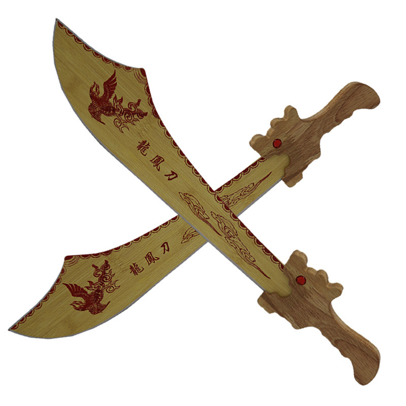 旅游景区庙会热卖龙凤大刀 木制玩具刀剑 儿童纪念木质工艺品批发