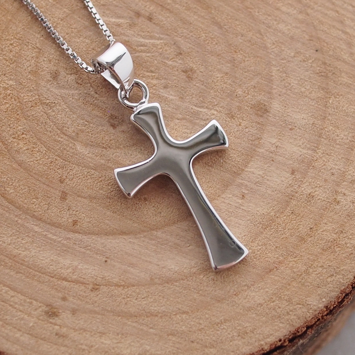 外贸亚马逊s925纯银光面十字架吊坠 简约百搭十字架毛衣链饰