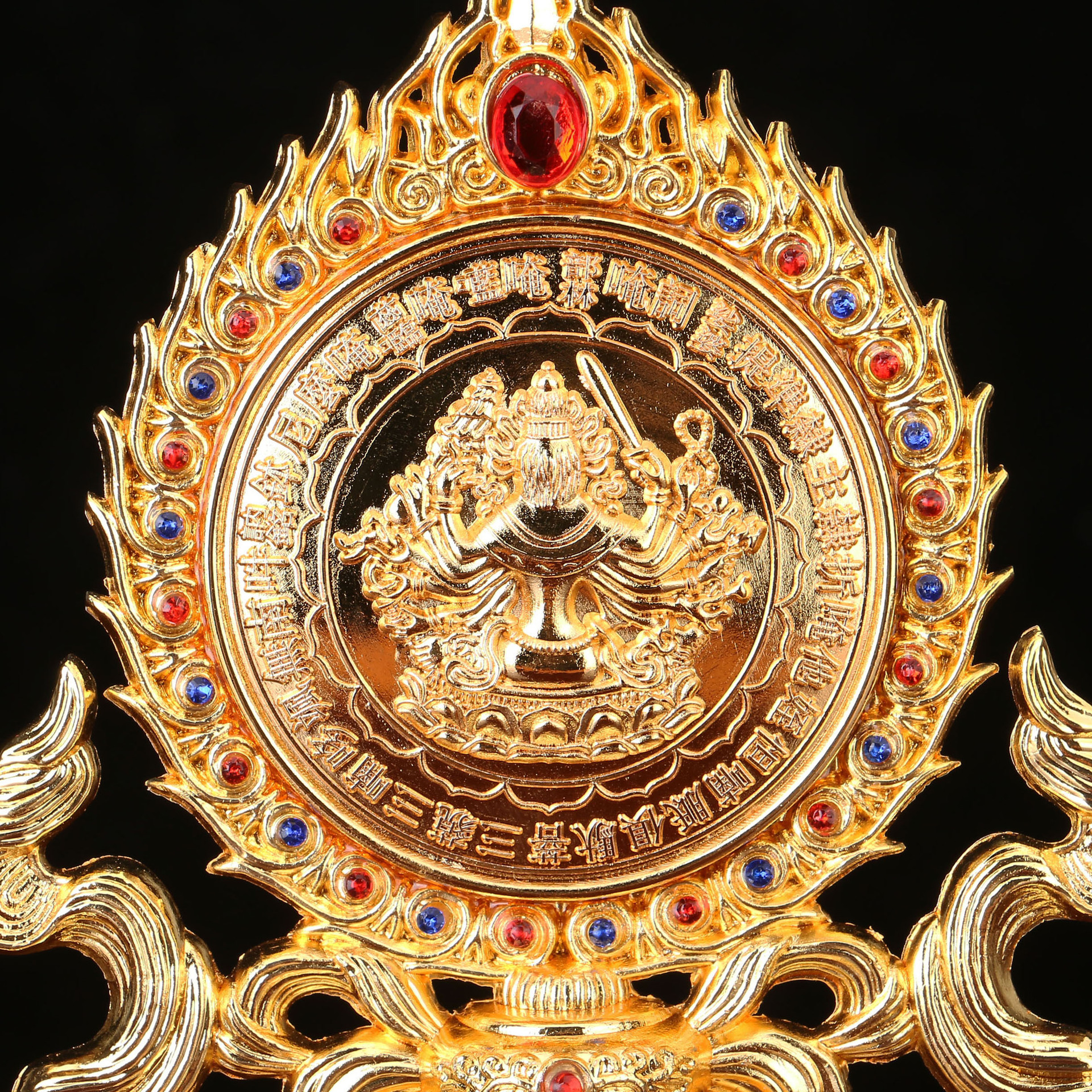 【佛堂用具】佛教用品 宗教法器 合金准提镜 准提佛母摆件