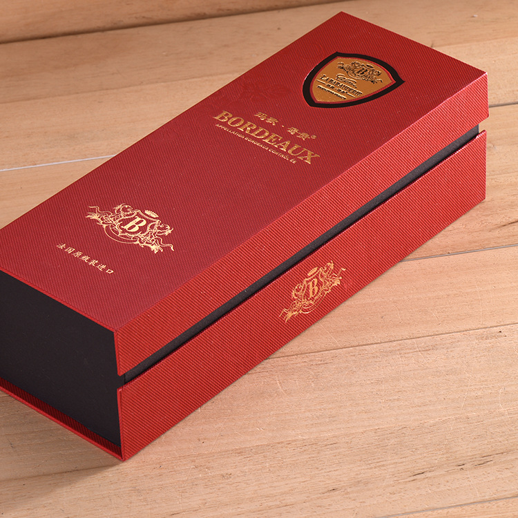 吸铁翻盖红酒礼盒批发 单支装红酒包装盒 书本式特种纸酒盒
