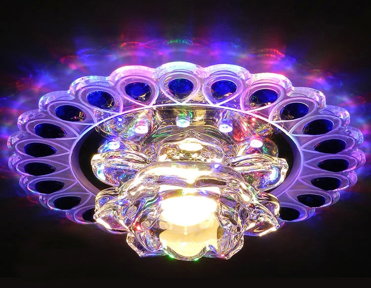 蓝宝石水晶过道灯 新led彩光走廊楼梯玄关灯家庭室内照明小吸顶灯