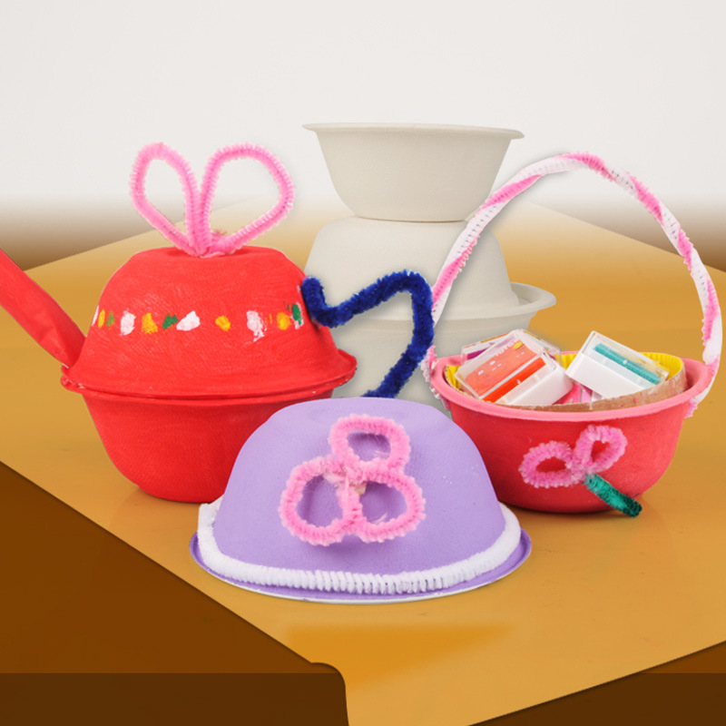 儿童diy手工材料蛋糕纸菜碟可降解一次性餐具纸盘子餐盒纸浆纸碗