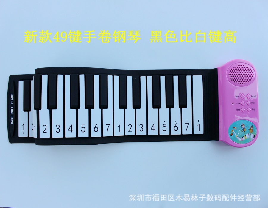 37键儿童便携式手卷钢琴迷你手卷钢琴键49键硅胶折叠电子琴带外音