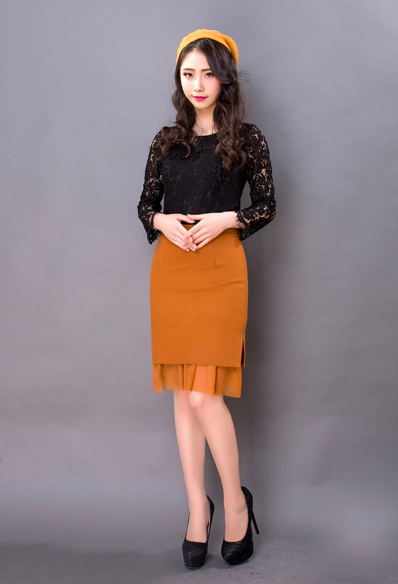 网阿里巴巴货源秋冬新款毛呢中长款包臀半身裙侧面开叉一步中裙女